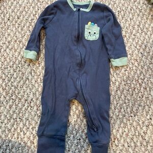 Cozy Navy and Mint Kids Footie